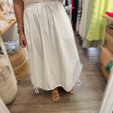 White Drawstring Maxi Skirt