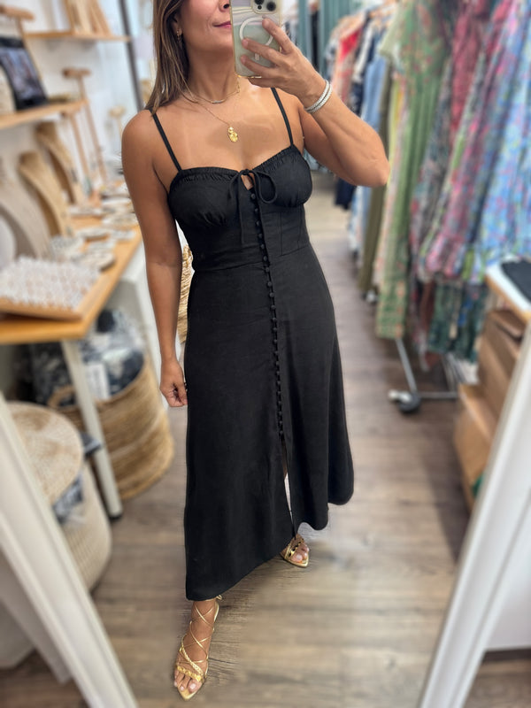 Black Heart Neckline Midi Dress