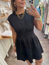 Black Cinched Waist Dress