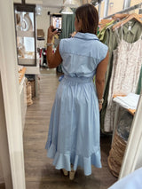 Light Blue Tie Waist Dress