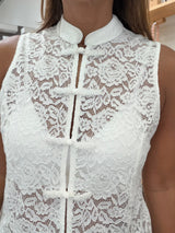 White Lace Mandarin Top
