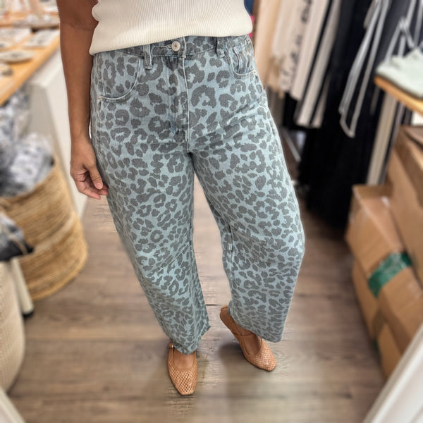 Blue Leopard Print Jean