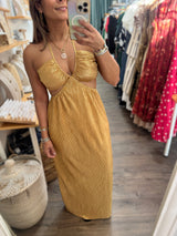 Gold Cutout Maxi Dress