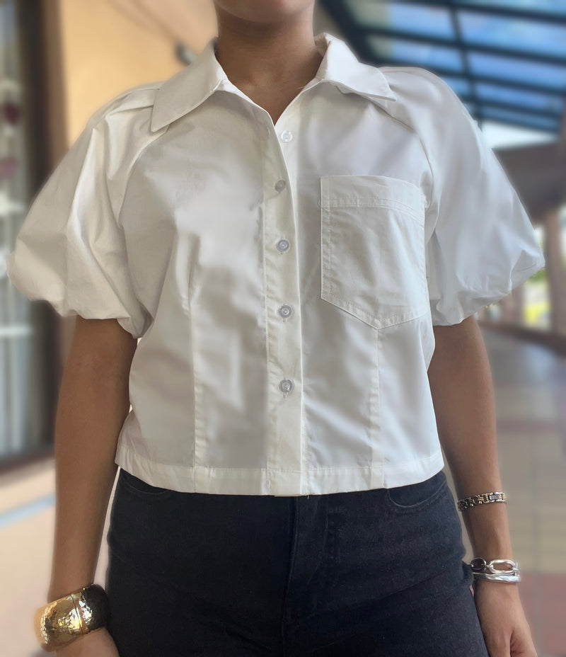 White Puff Sleeves Top