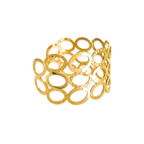 Gold Oval Pattern Cuff Bracelet (BC)
