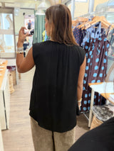 Black Shirred Neck Top