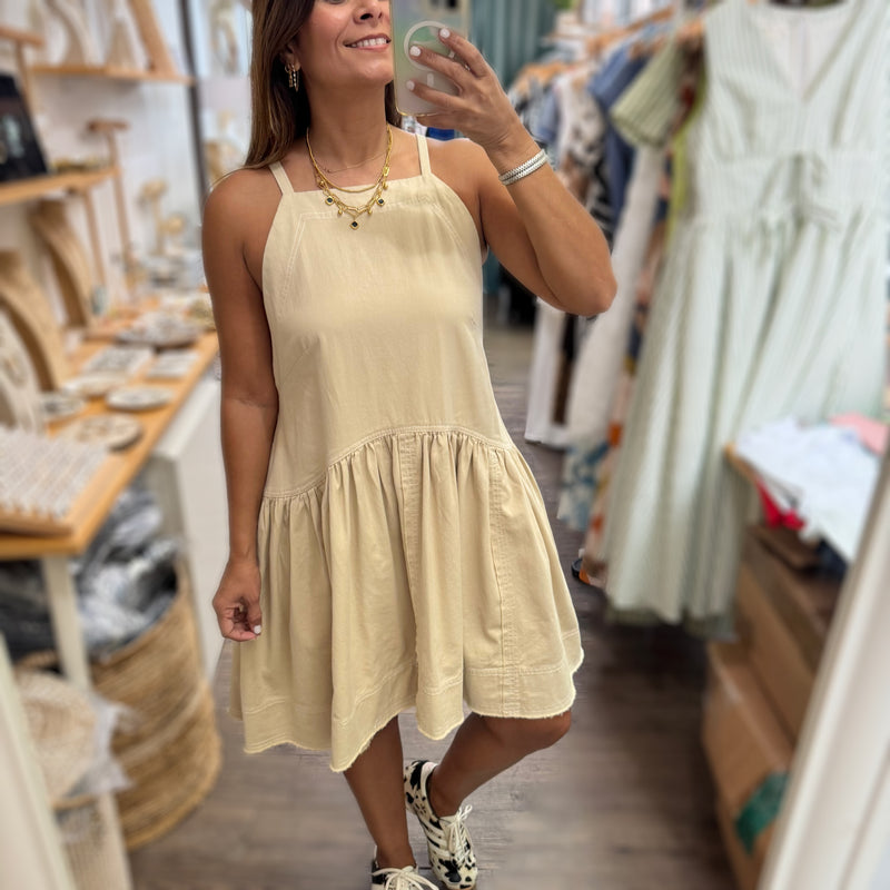 Ivory Contrast Stitch Jumper Dress