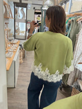 Green Lace Hem Top
