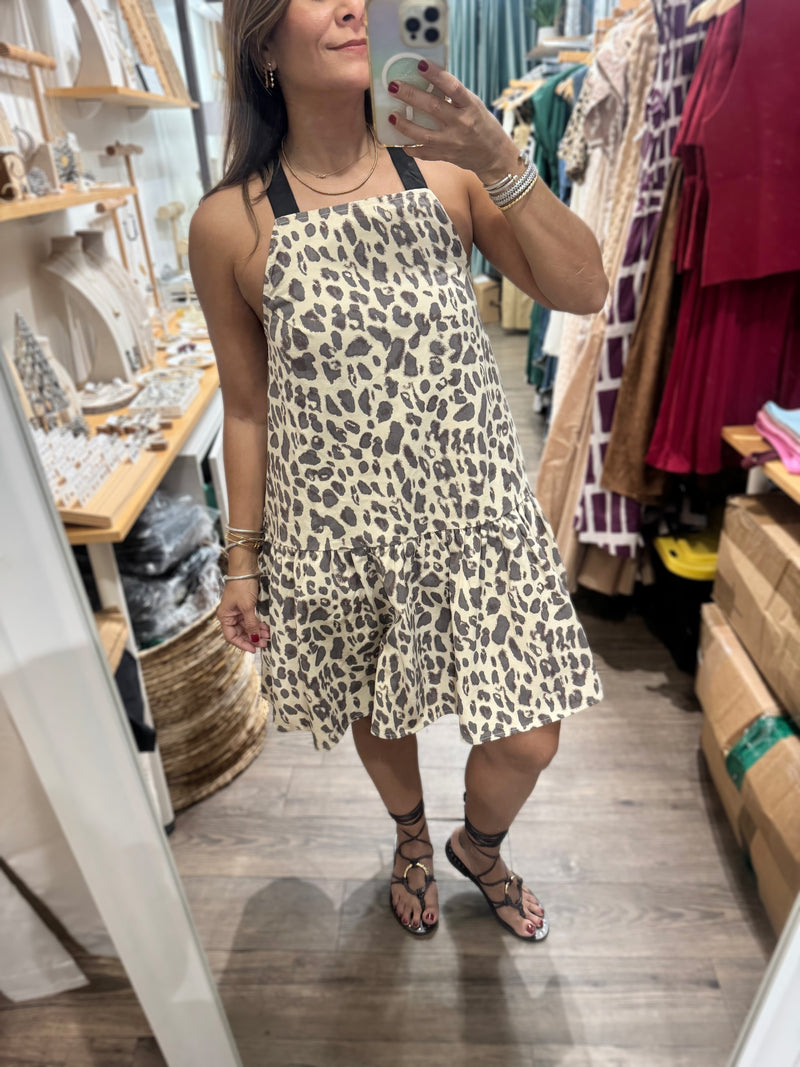 Leopard Print Back Detail Dress