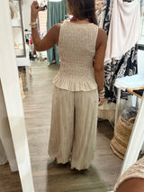Almond Stripes Smocked Top & Drawstring Hem Pant