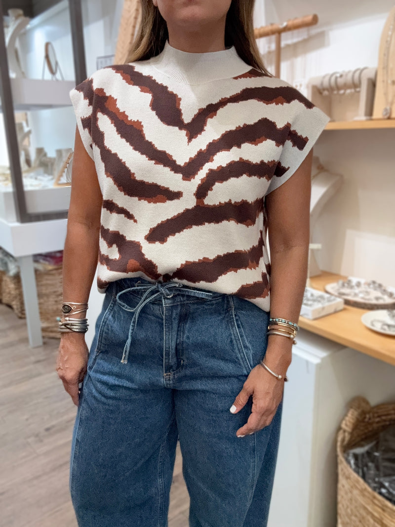 Animal Print Knitted Top