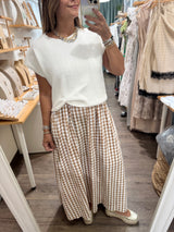 Almond Checkered Maxi Dress w/ Top