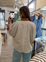 Caramel Stripes Dolman Sleeves Top