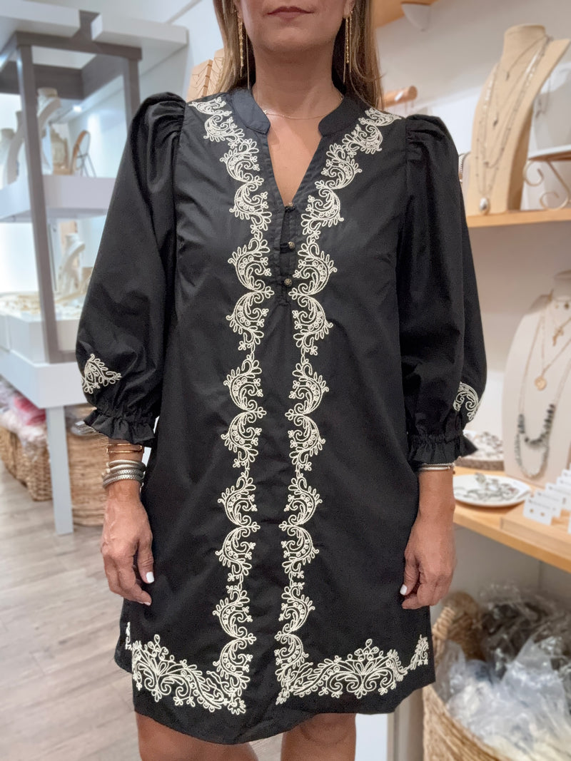 Black Embroidered Detail Dress