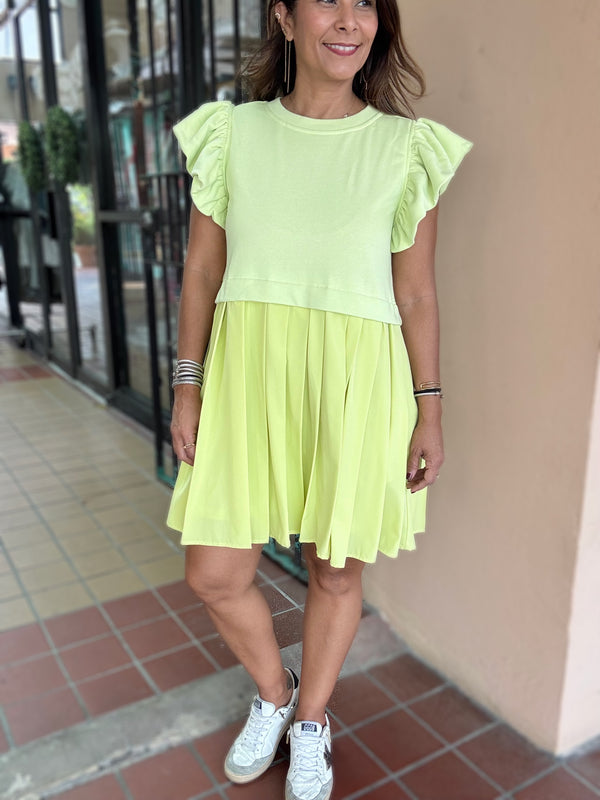 Lime Green Contrast Dress