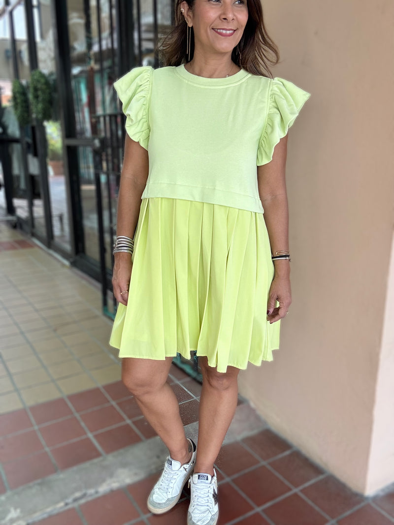Lime Green Contrast Dress