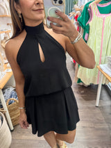 Black Halter Top & Skort Set