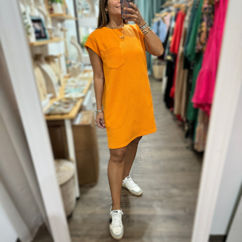 Orange Textured T-Shirt Dress