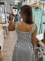 Navy & Lime Stripes Dress