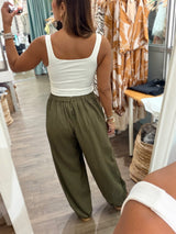 Olive Pleated Front Pants
