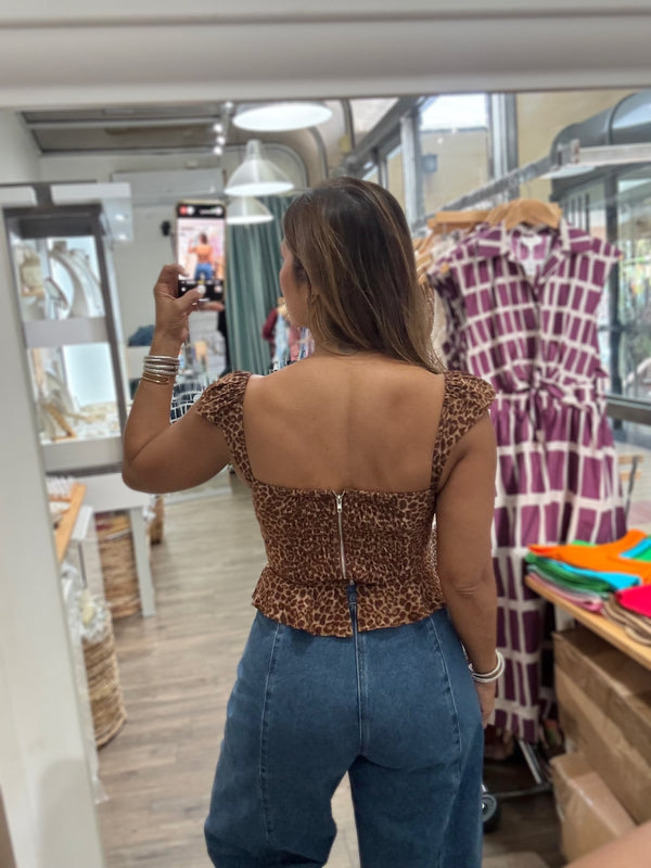Leopard Print Peplum Top