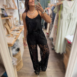 Black Lace Top & Pant Set