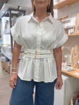 White Waist Detail Top