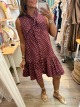 Burgundy Tiny Dots Dress