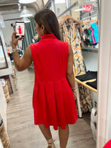 Red Front Zipper Dress