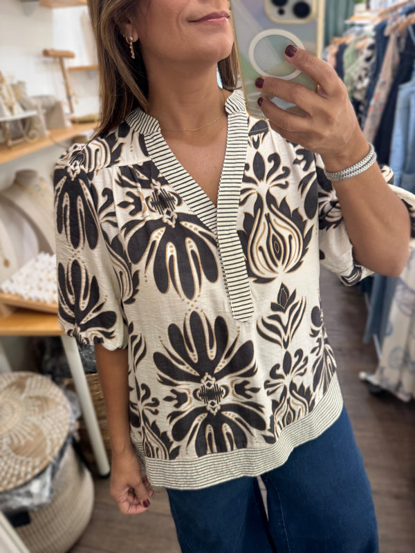 Earth Tones Print Top