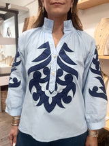 Light Blue Applique Detail Top