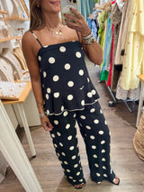 Black & White Polka Dots Top & Pant Set