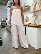 Ivory Strapless Asymmetrical Top & Pant Set