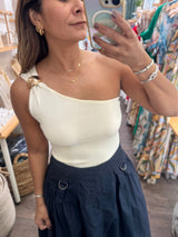 Ivory One Shoulder Top