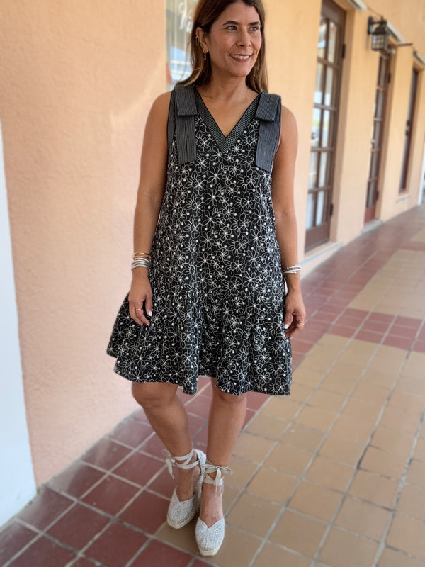 Black & White Embroidered Detail Dress