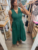 Hunter Green Front Zipper Dress