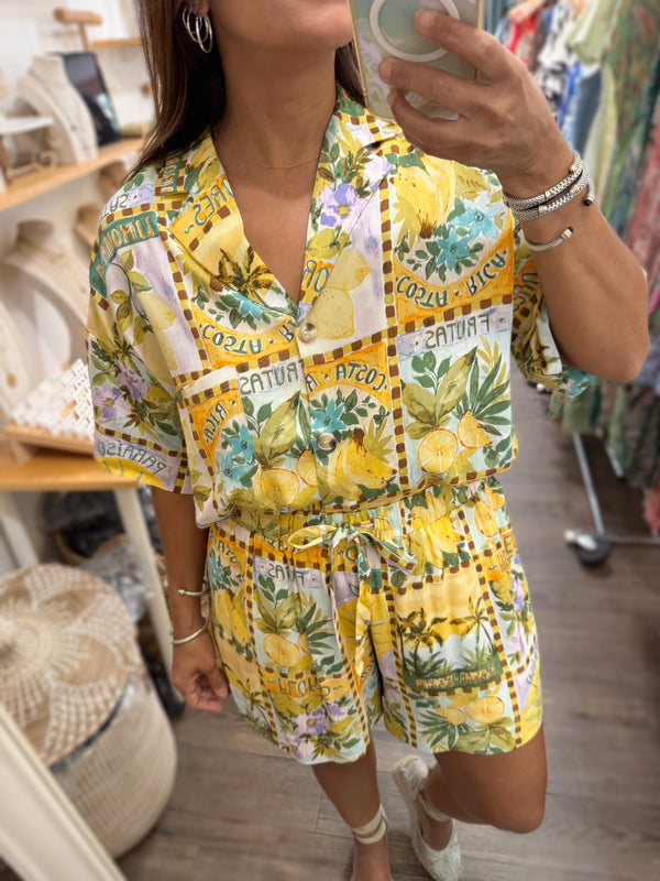 Tropical Sun Print Top & Short Set
