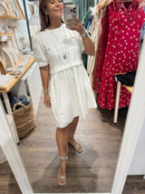 White Contrast Dress