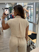 Oatmeal Back Detail Jumpsuit