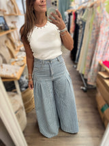 Pinstripe Wide Leg Jean