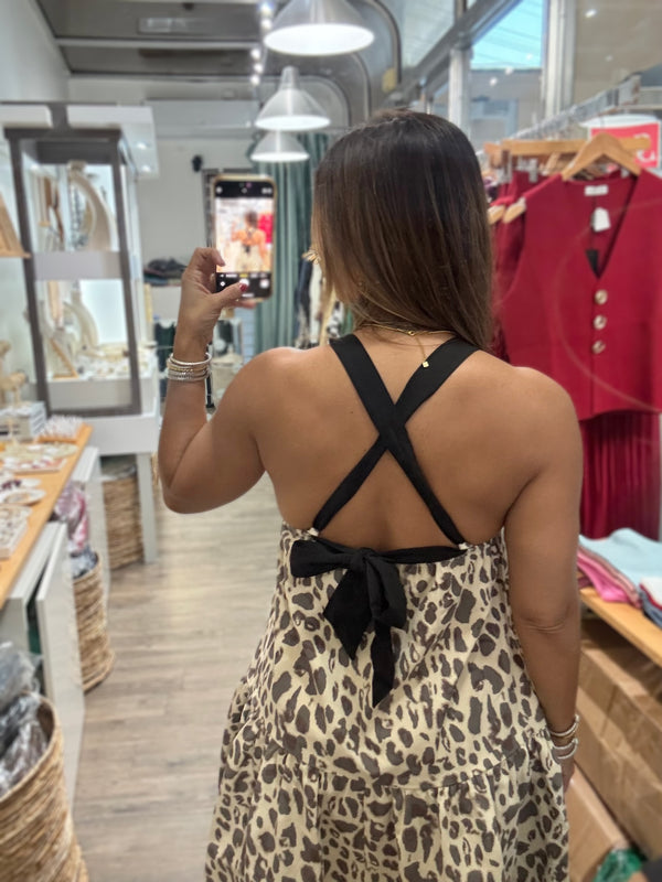 Leopard Print Back Detail Dress