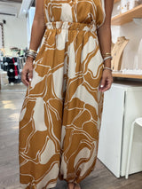 Caramel Print Racerback Top & Harem Pants Set