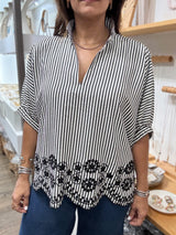 Black & White Stripes Dolman Sleeves Top