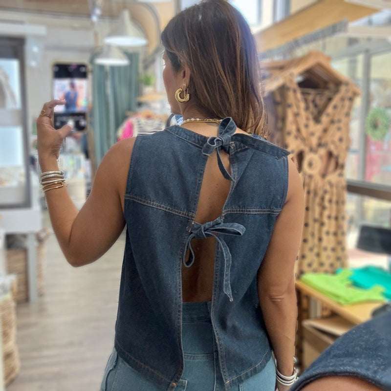 Dark Denim Back Detail Top
