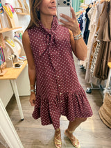 Burgundy Tiny Dots Dress