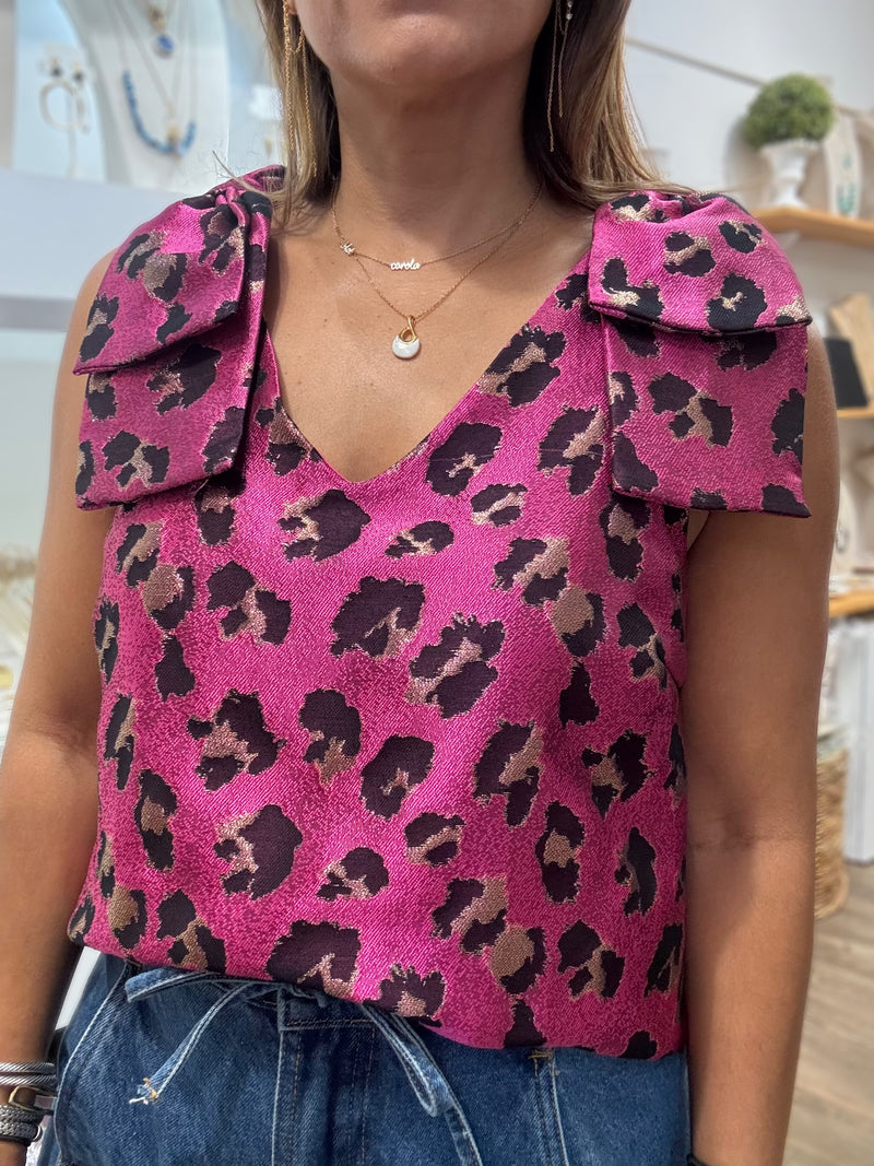 Magenta Leopard Print Top