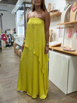Chartreuse Strapless Maxi Dress