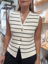 Black Stripes Vest w/Gold Buttons