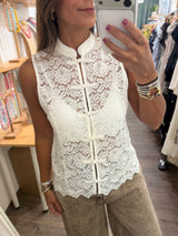 White Lace Mandarin Top