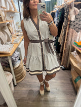 Mocha Stripes Button Down Dress
